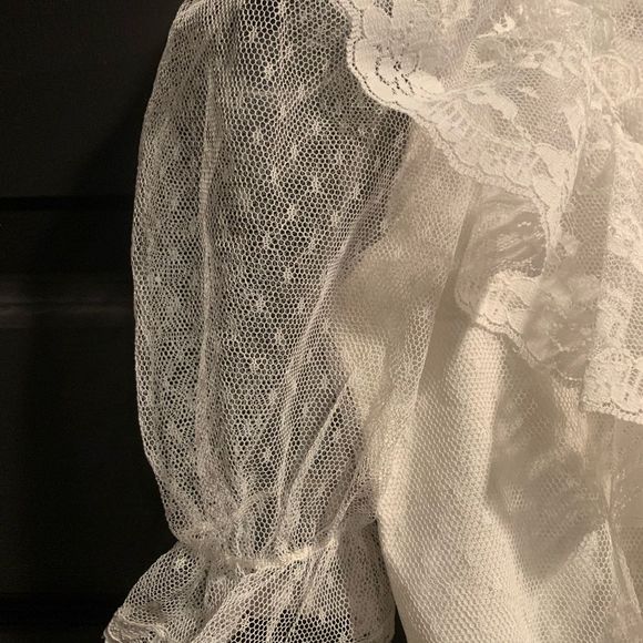 Vintage White Lace Ruffle Dress size 10 - Picture 2 of 11